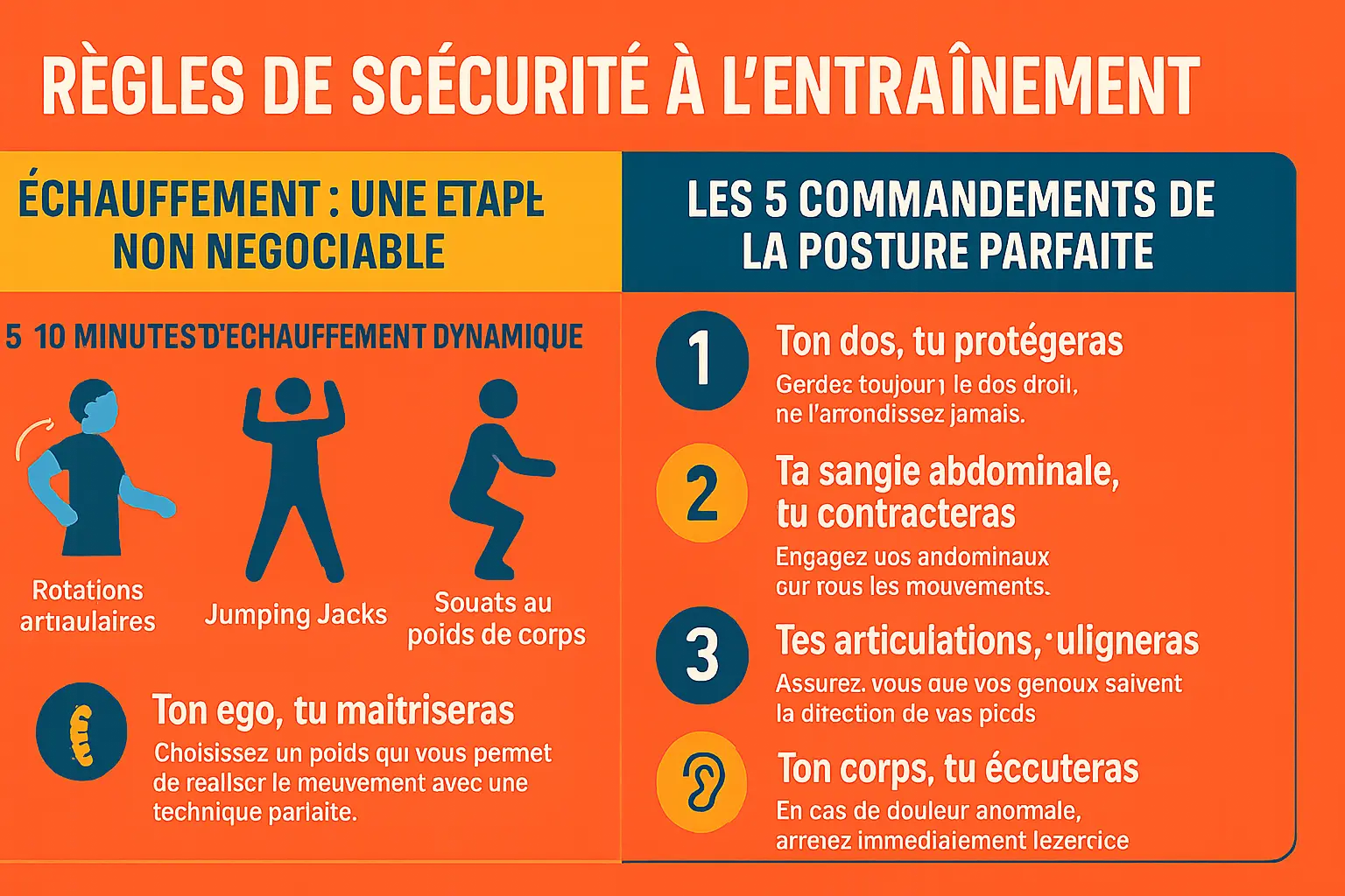 Illustration d'une femme pratiquant des exercices avec des kettlebells en sécurité