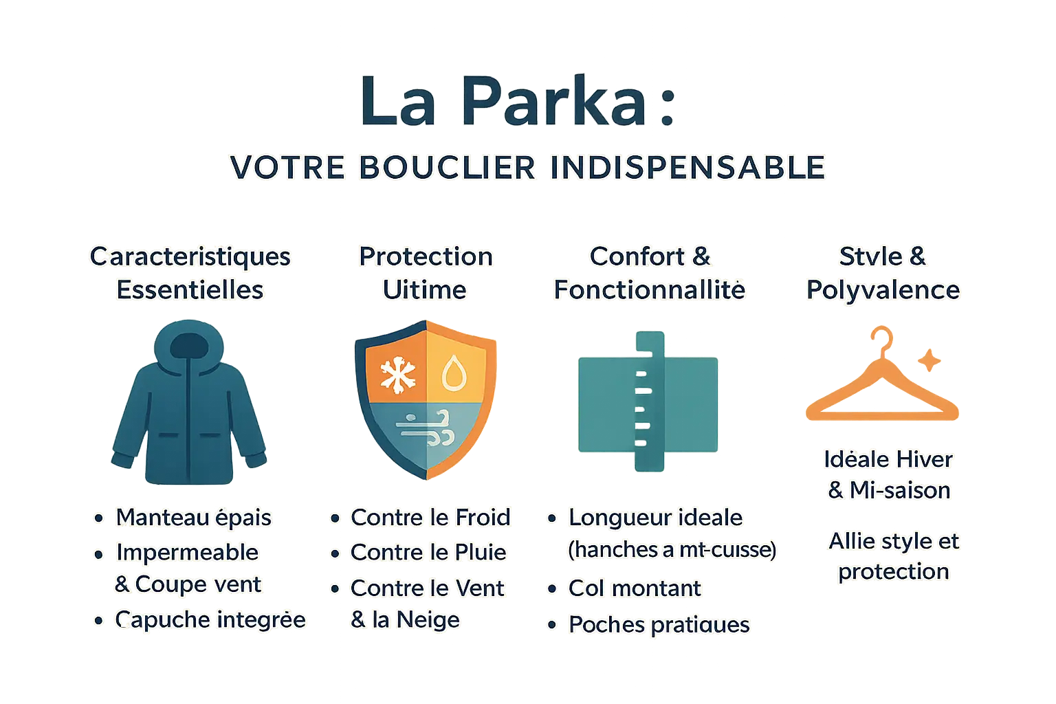 Illustration d'une personne portant une parka dans un environnement hivernal