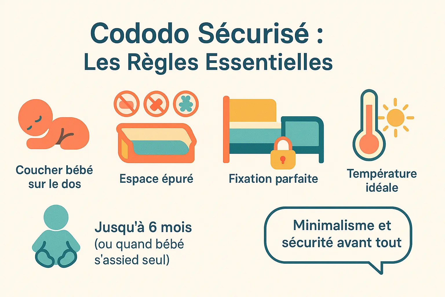 Illustration d'un bébé dormant dans un lit cododo sécurisé à côté de ses parents