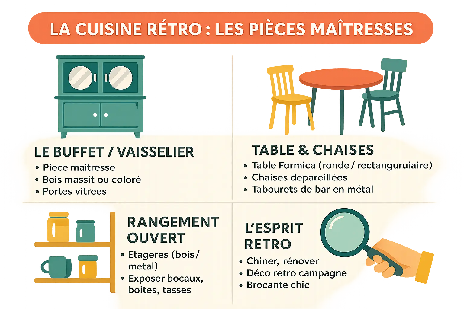 cuisine rétro avec mobilier vintage