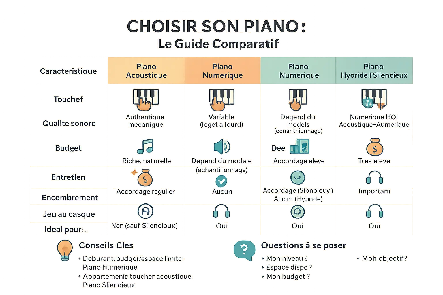 Comparatif des types de pianos