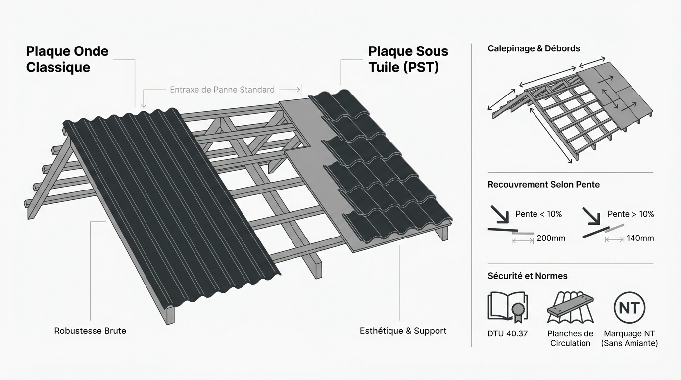 Pose sécurisée de plaques fibrociment