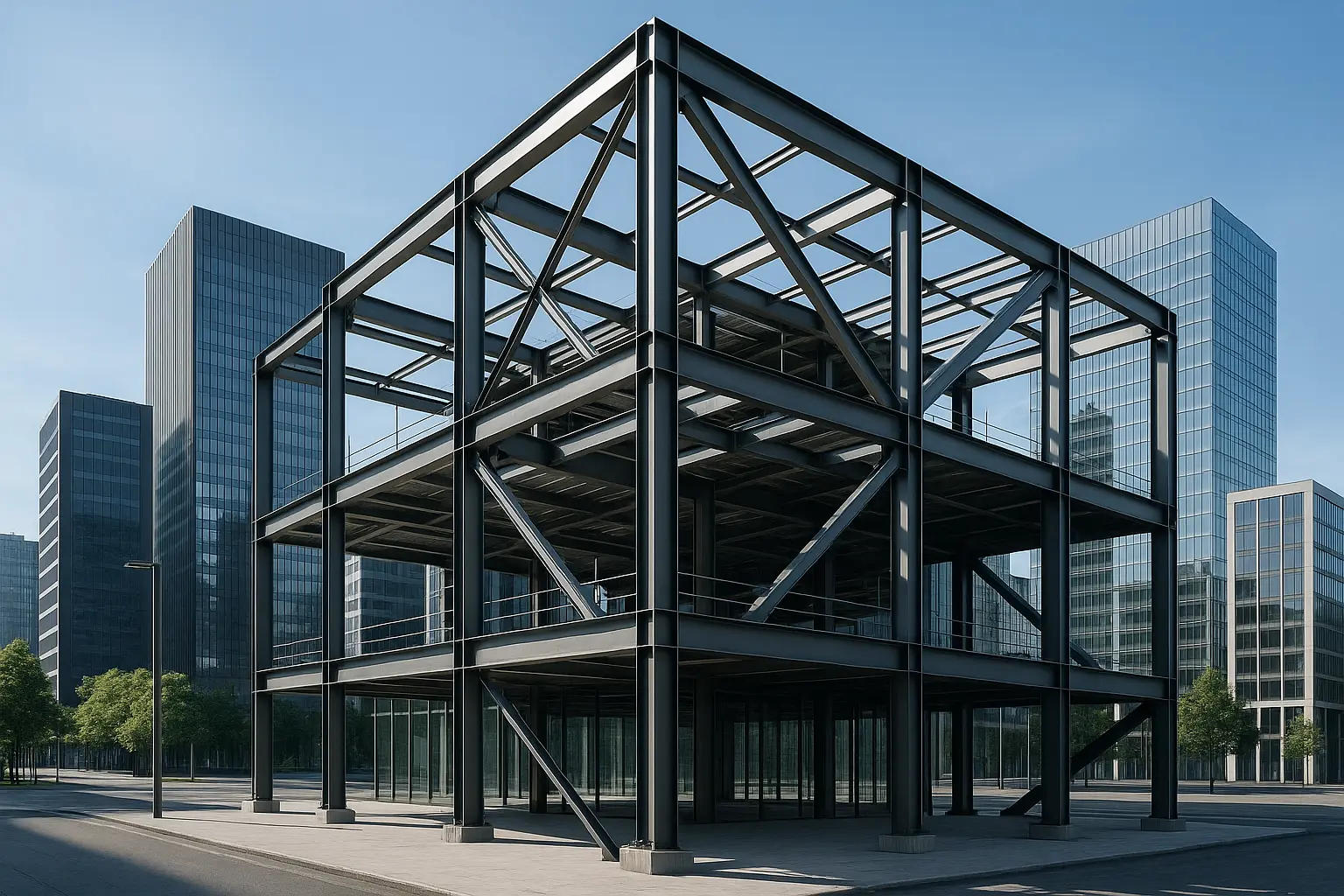 Exemple de structure métallique dans un bâtiment moderne