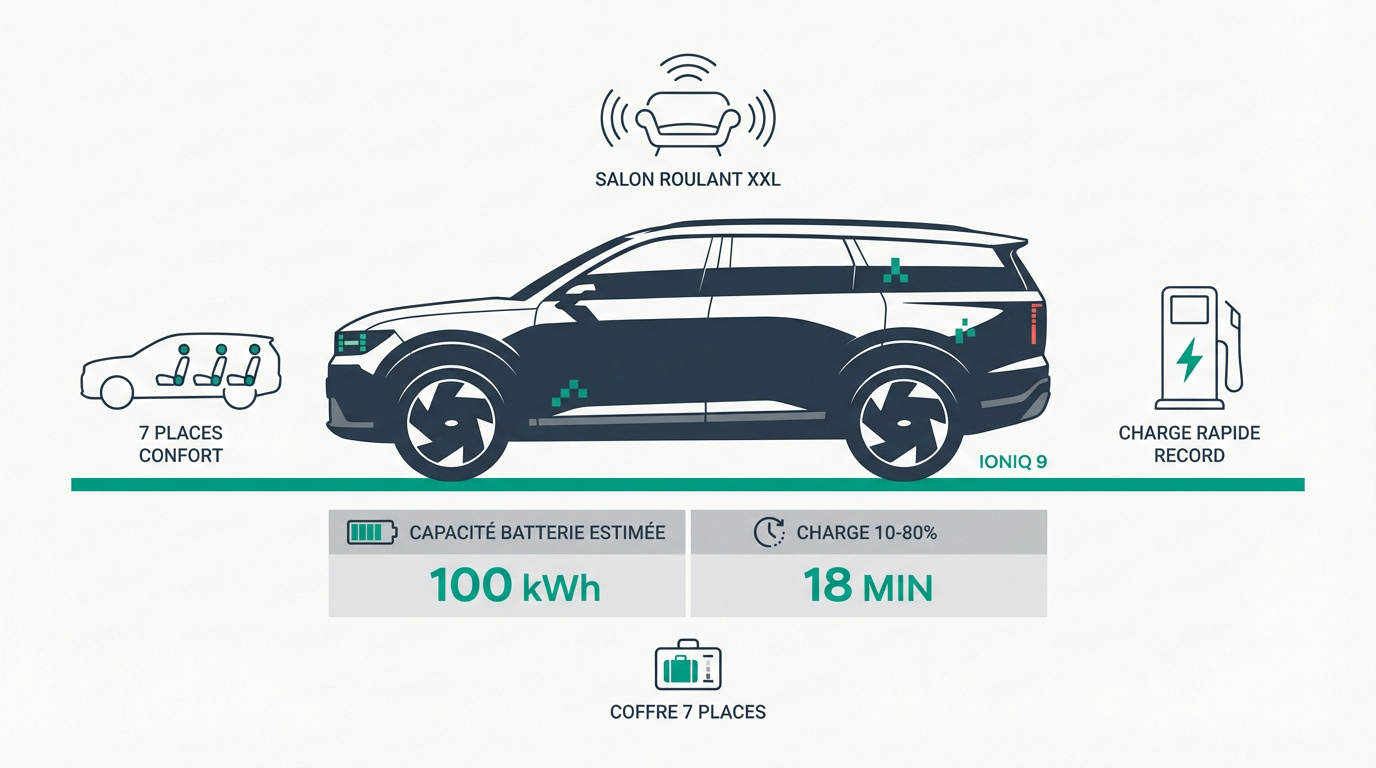 Hyundai IONIQ 9 SUV électrique familial sept places en charge rapide