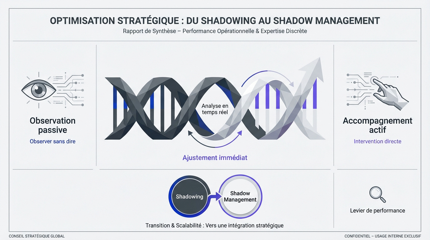 Comparaison visuelle entre l'observation passive et le pilotage stratégique en entreprise