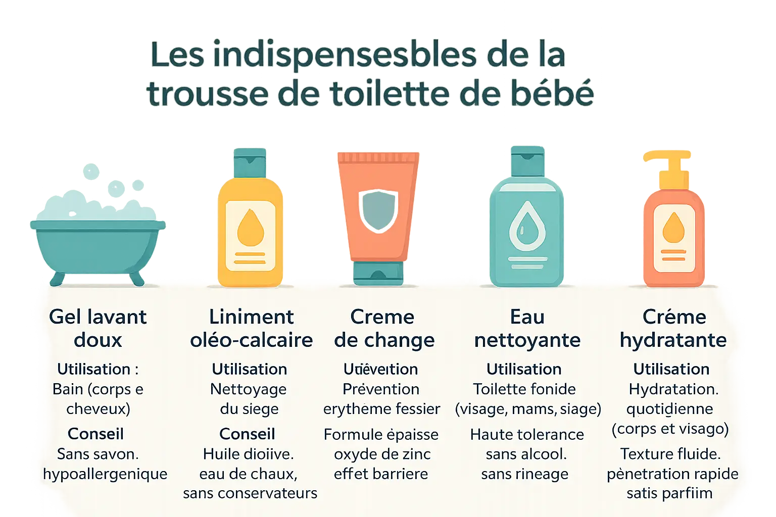 Trousse de toilette pour bébé avec produits essentiels