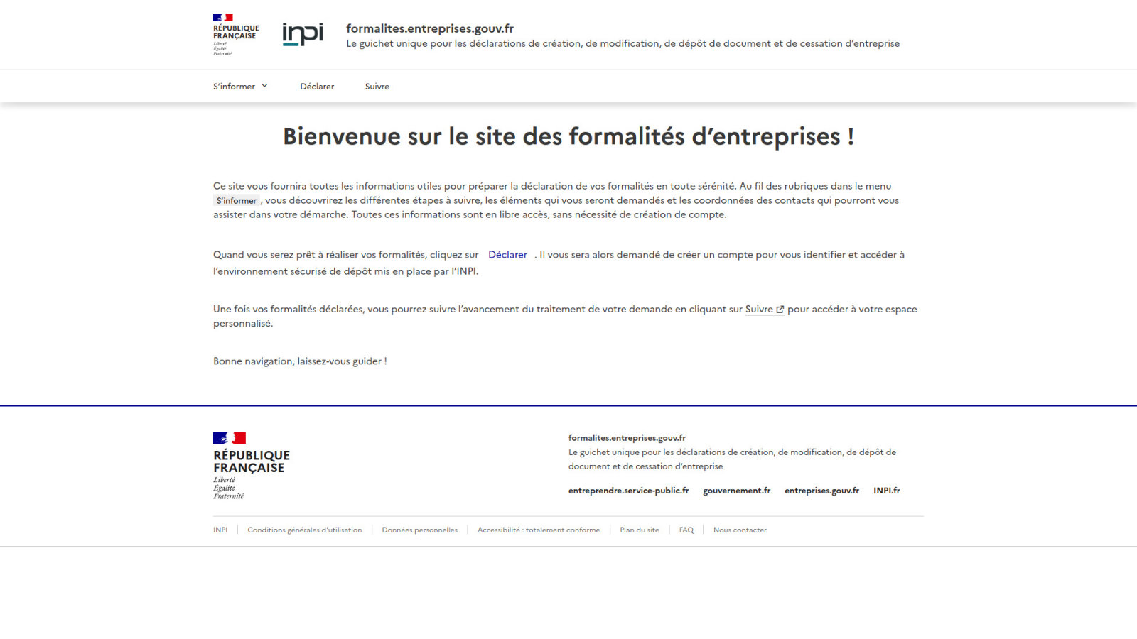Démarches d'immatriculation via le Guichet unique des formalités