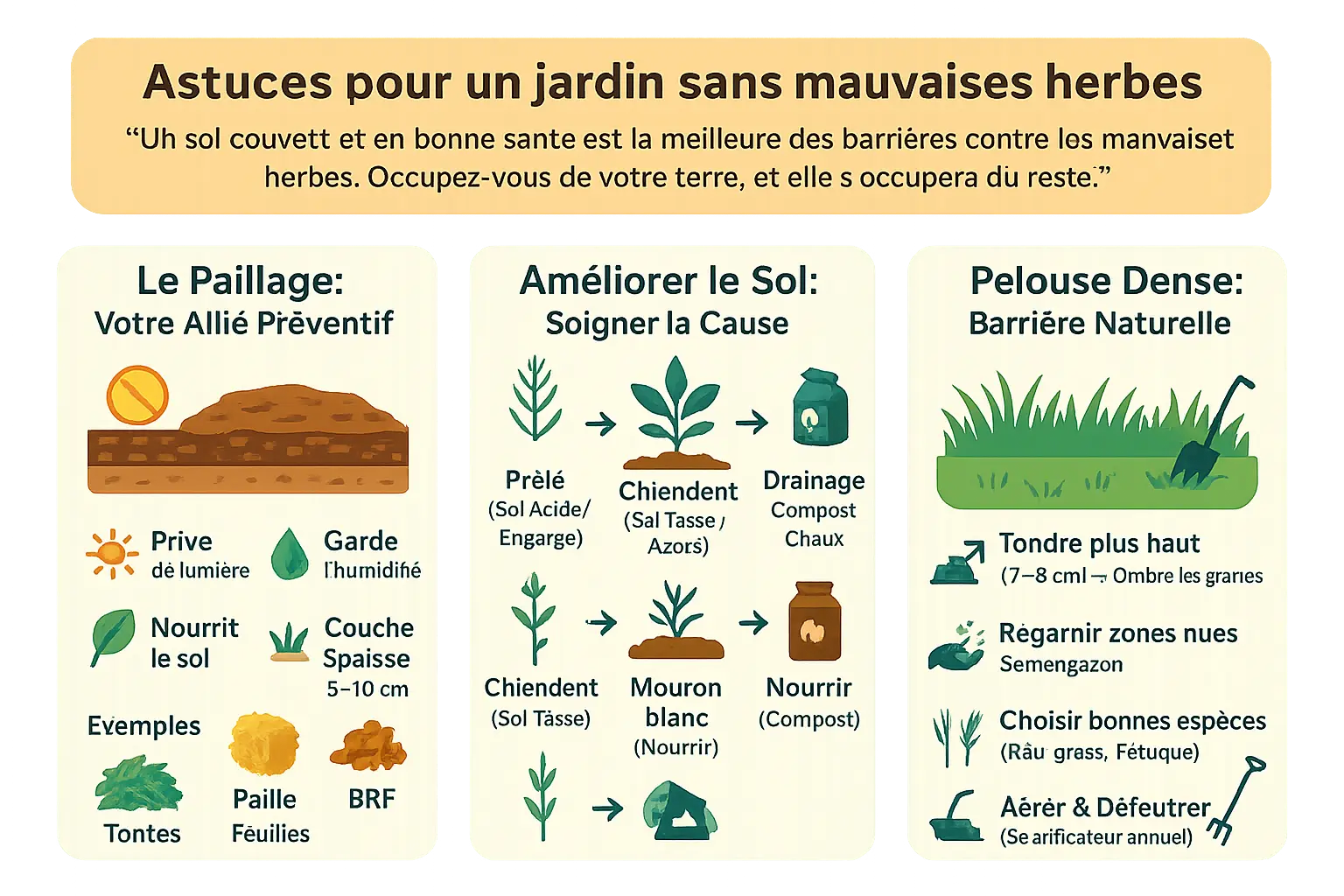 Jardin bien entretenu <strong>sans mauvaises herbes</strong>