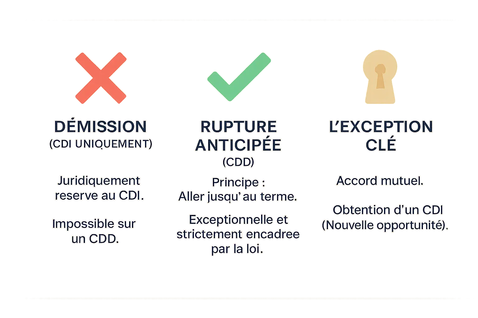 Schéma comparatif CDD/CDI - Réglementation sur la démission