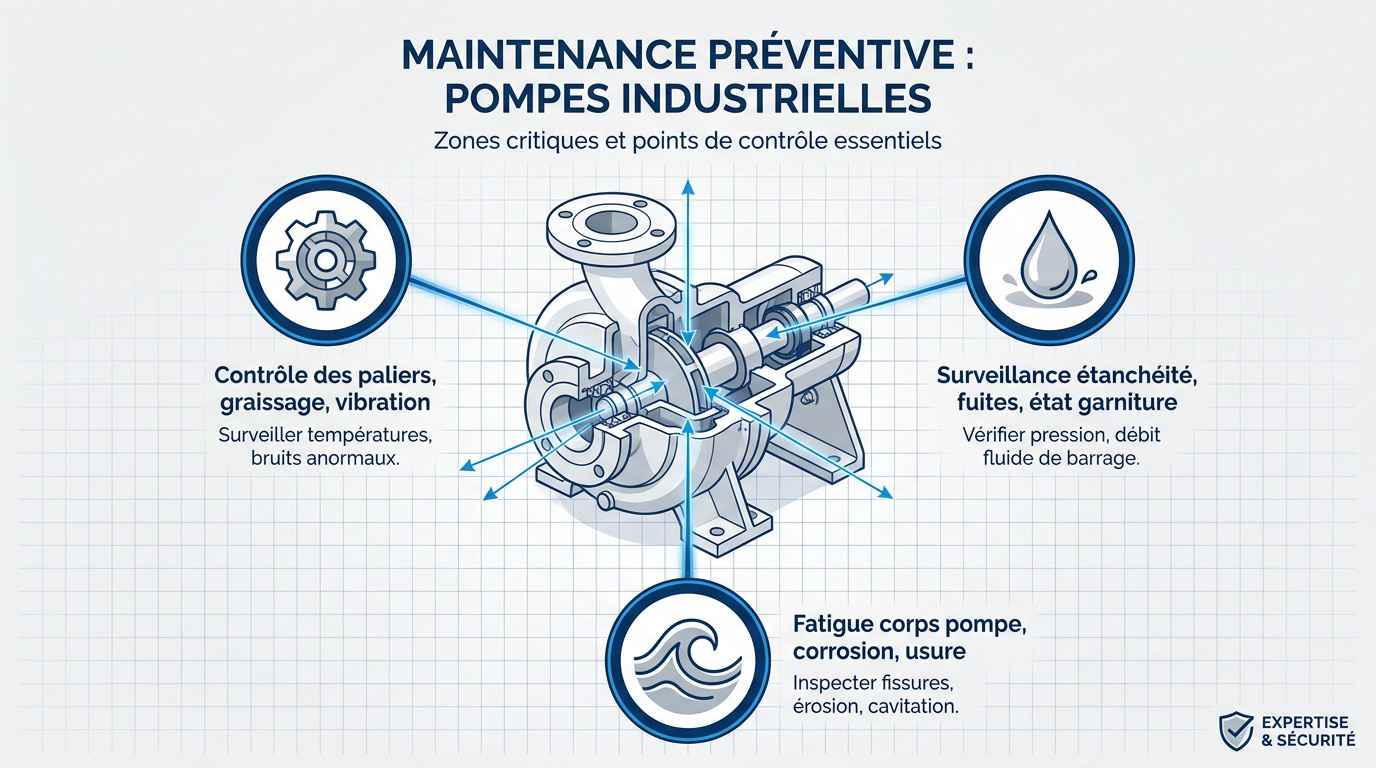 Technicien effectuant la maintenance préventive d'une pompe industrielle par analyse vibratoire