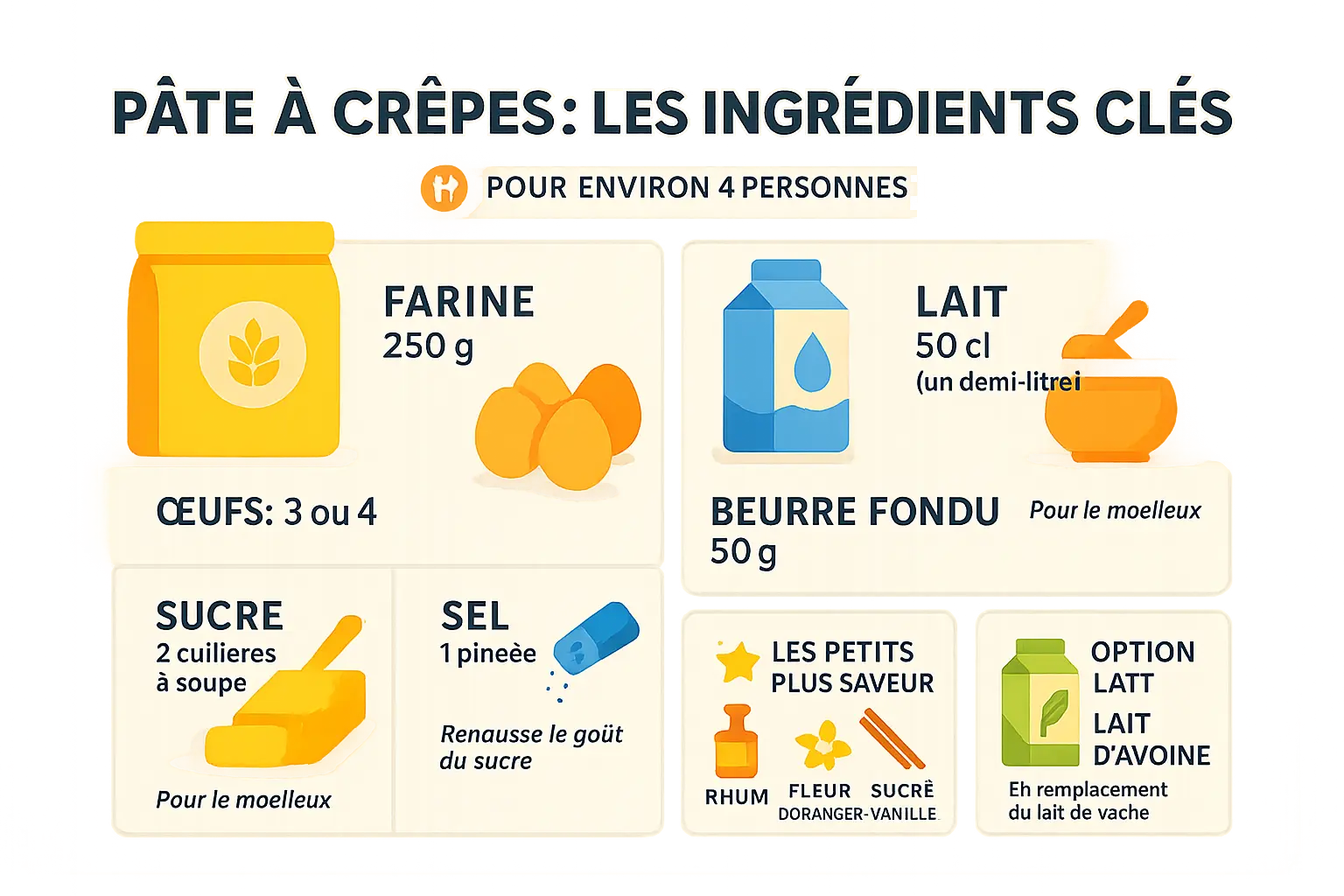 Ingrédients pour la pâte à crêpes
