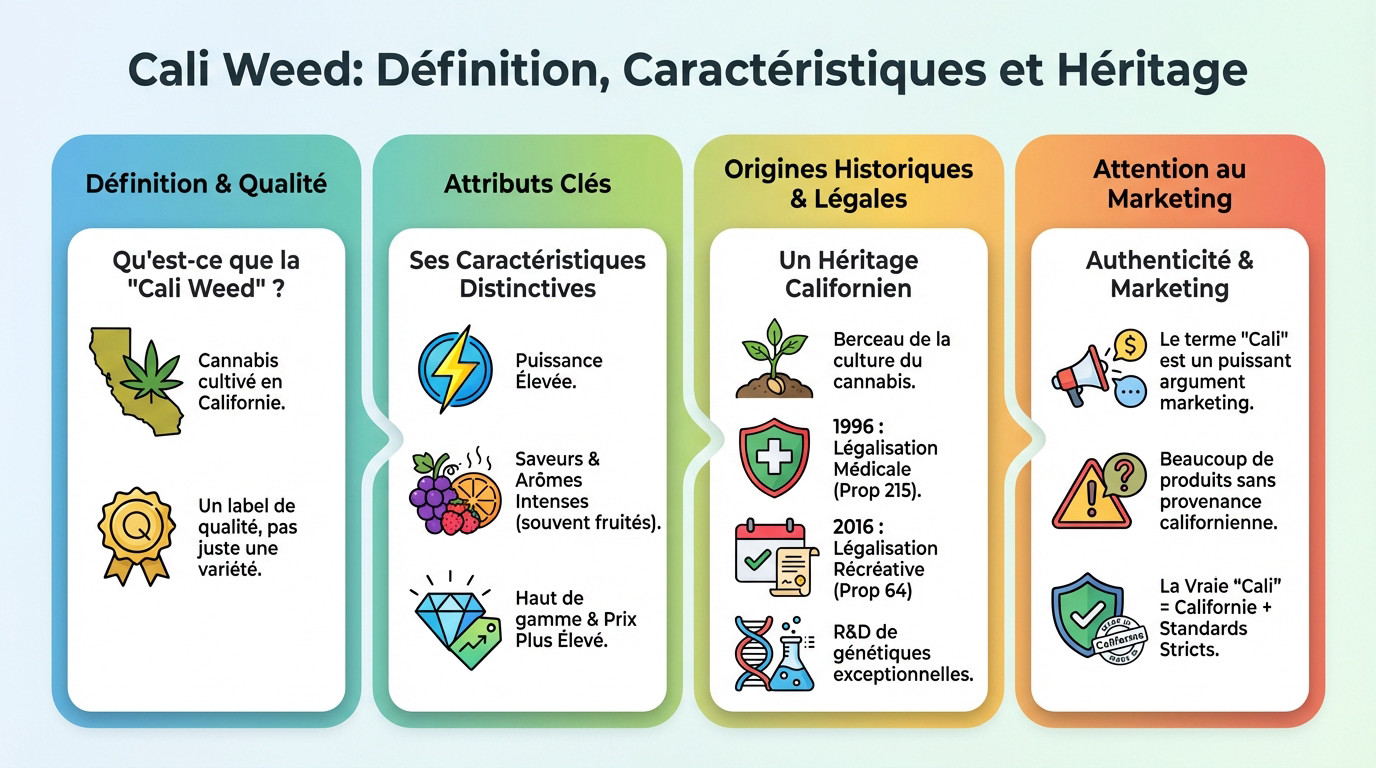 Fleurs de Cali weed denses et cristallisées cultivées en Californie