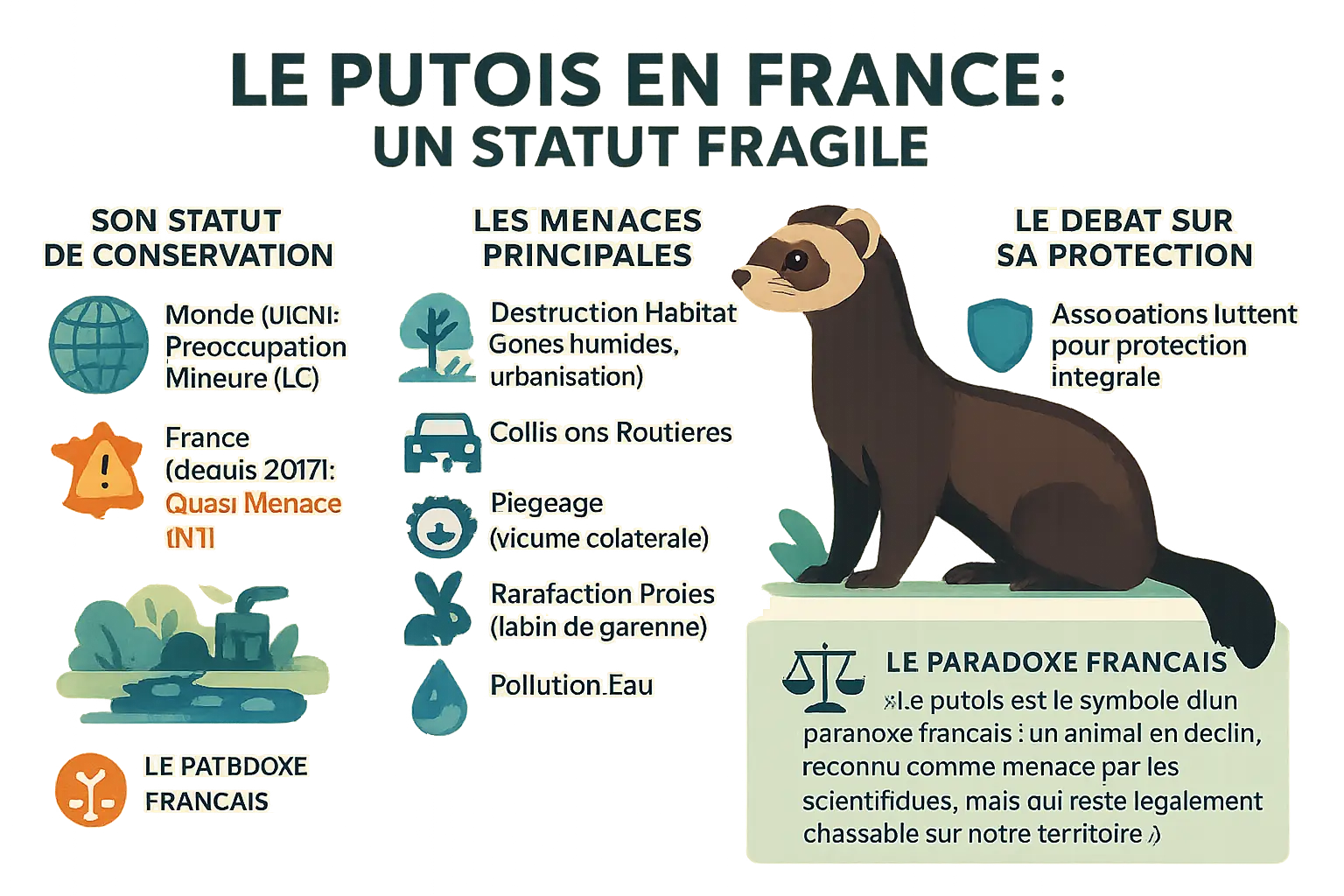 Putois d'Europe dans son milieu naturel