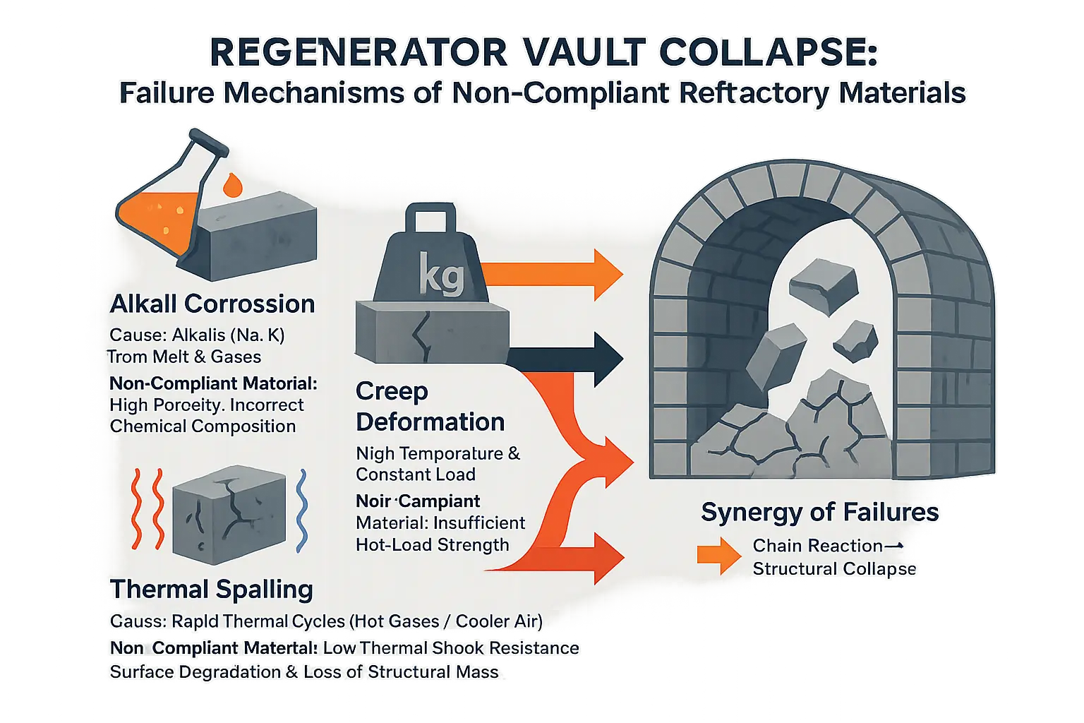 Regenerator vault failure mechanisms diagram