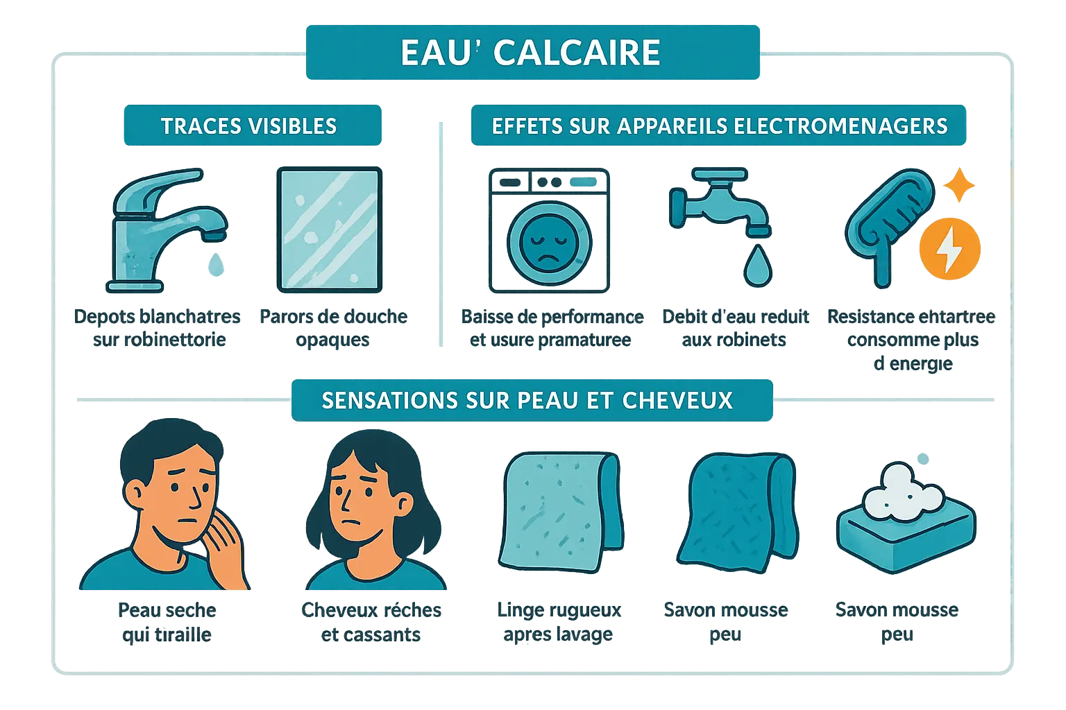 Dépôts de calcaire sur un robinet