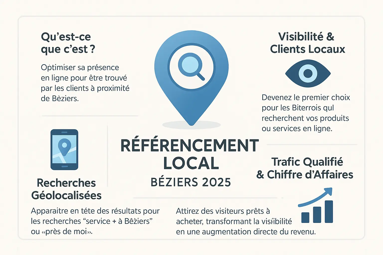 Infographie SEO local Béziers 2025