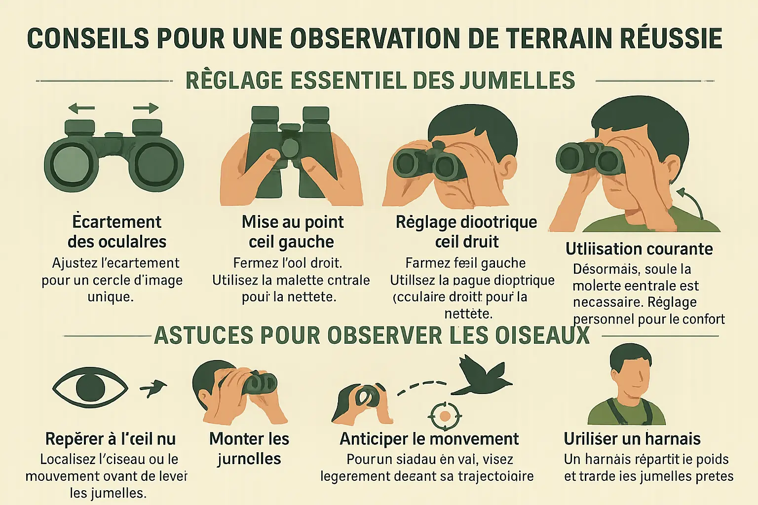 Utilisation de jumelles pour l'observation des oiseaux