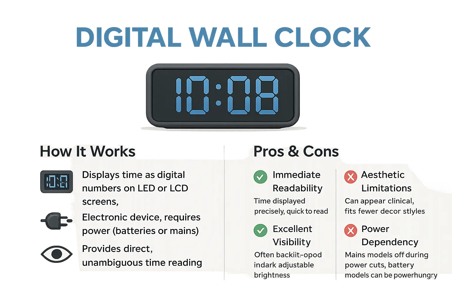 Digital wall clock displaying time with LED numbers