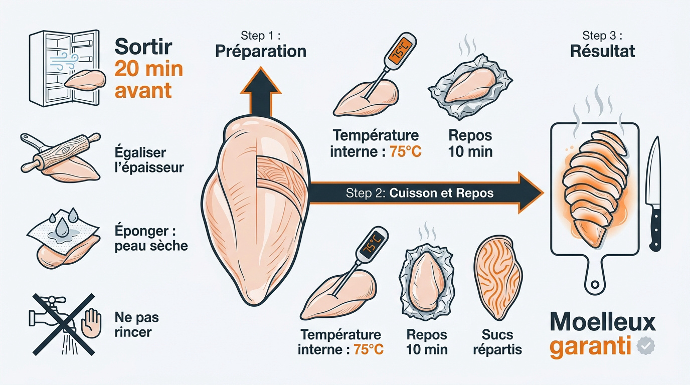 Préparation optimale du blanc de poulet pour un résultat tendre