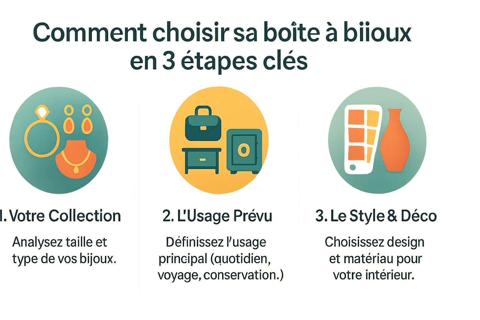 Illustration de différentes boîtes à bijoux