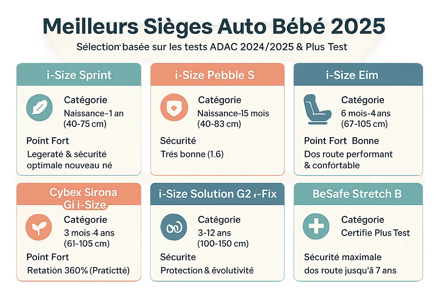 Illustration des meilleurs sièges auto bébé 2025