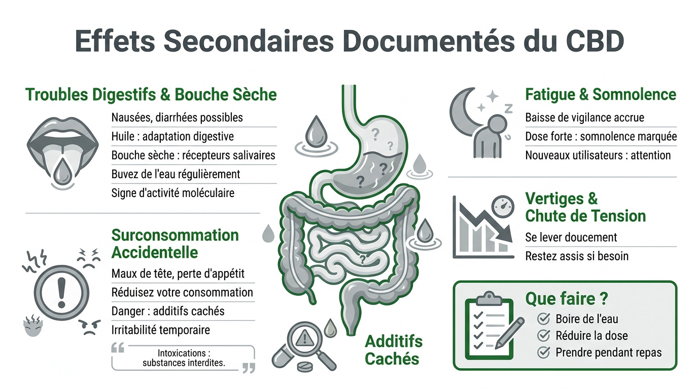 Illustration des effets secondaires potentiels du CBD sur l'organisme