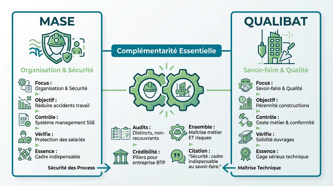 Comparaison complémentarité MASE et Qualibat pour entreprise BTP