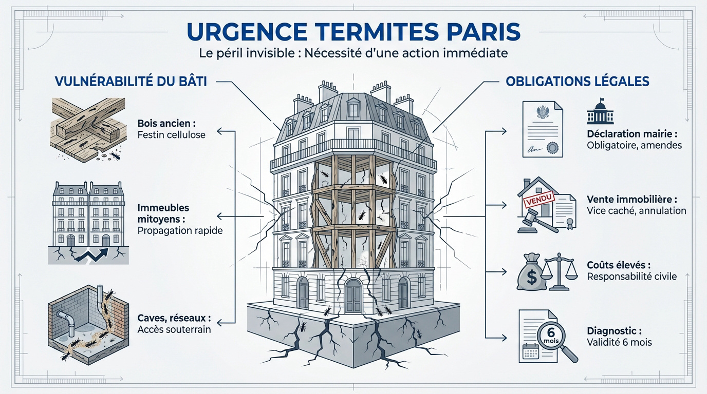 Traitement termites Paris et diagnostic immobilier obligatoire