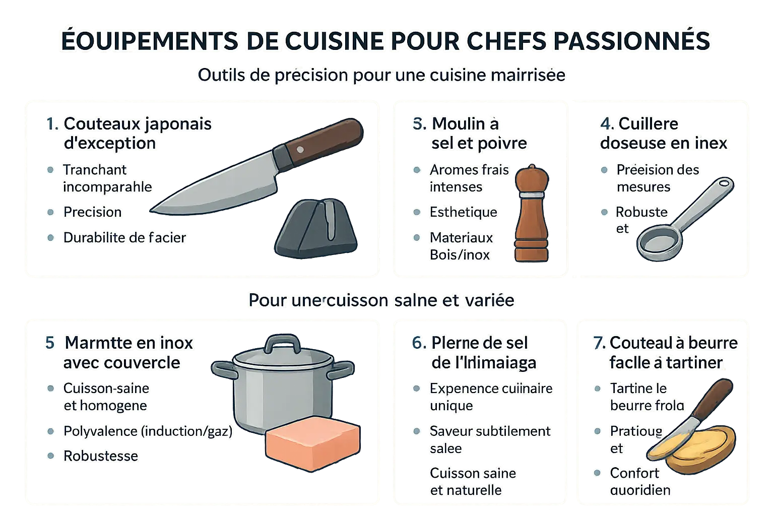 Collection d'ustensiles de cuisine en inox et en bois