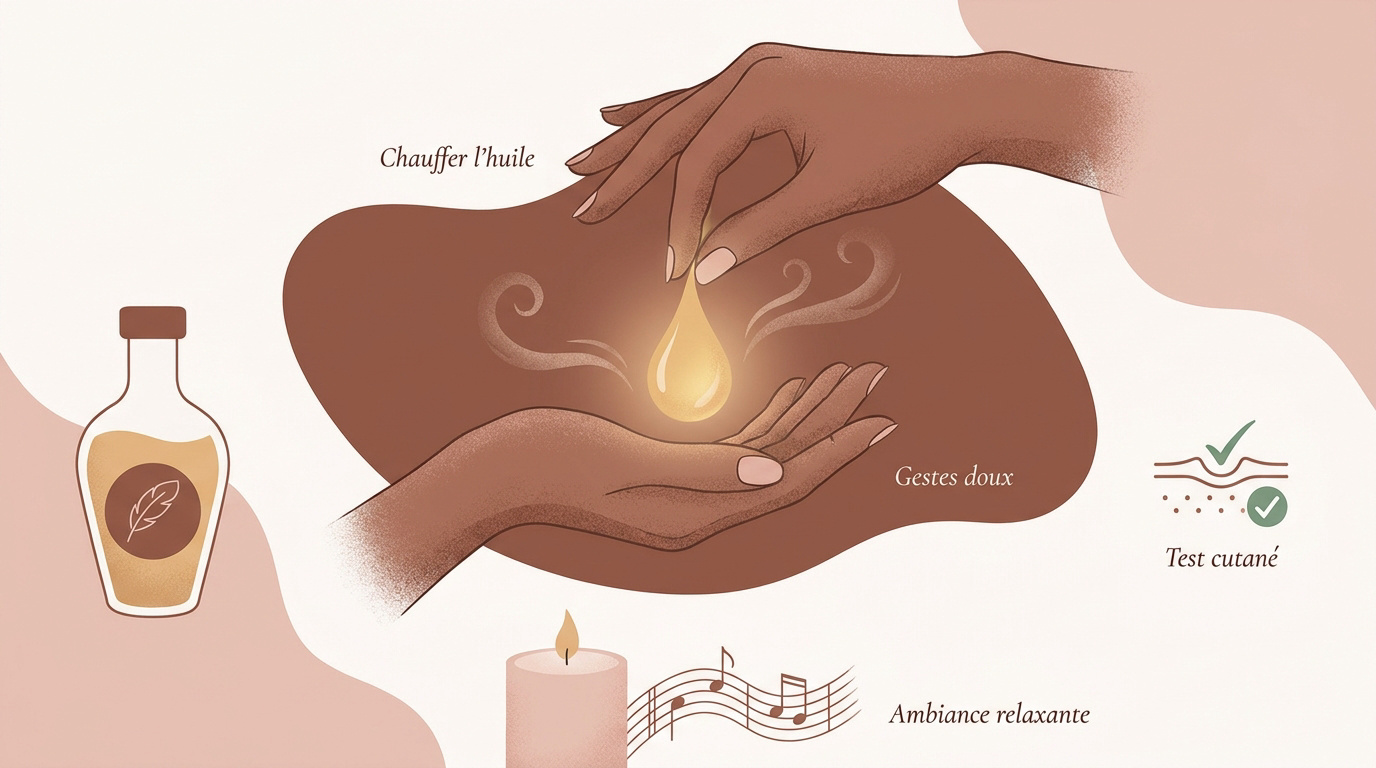 Ambiance zen avec bougies et huile de massage pour un rituel de bien-être