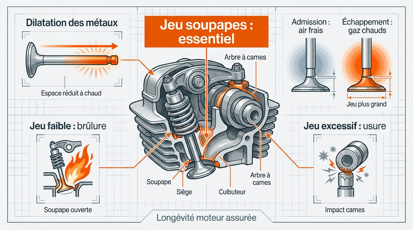 Réglage du jeu aux soupapes sur un moteur moto