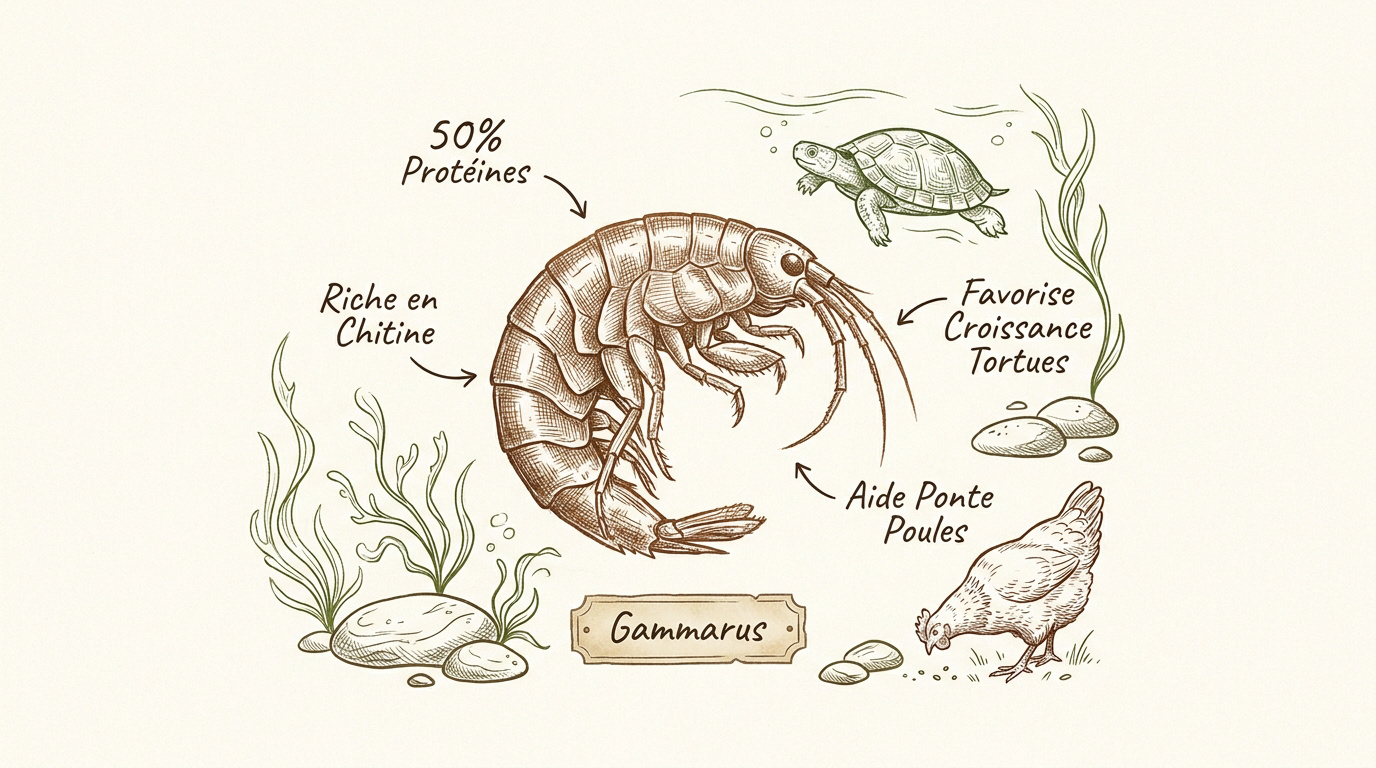 Gammarus séchés riches en protéines et minéraux pour l'alimentation animale