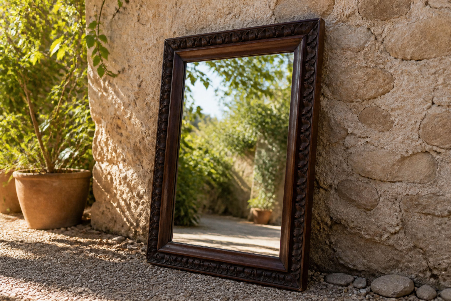Miroir ancien en bois sculpté au charme intemporel