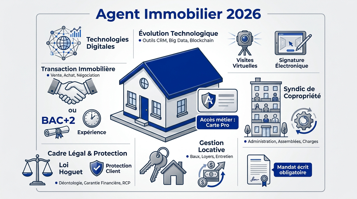 Agent immobilier en rendez-vous client pour une transaction immobilière en 2026