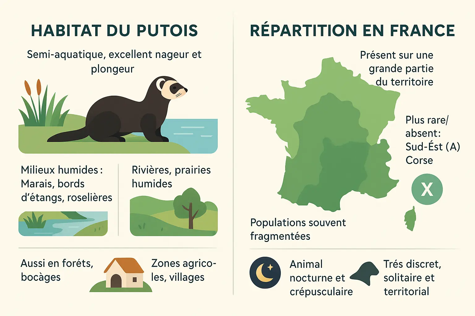 Putois dans son habitat naturel en France