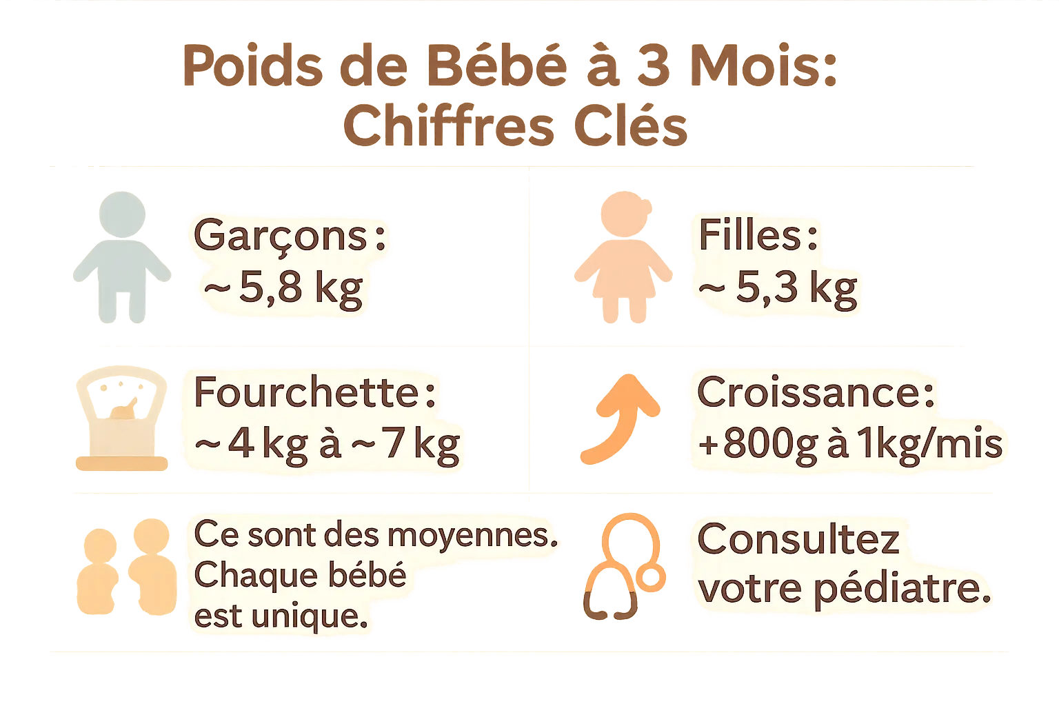 Poids d'un bébé à 3 mois