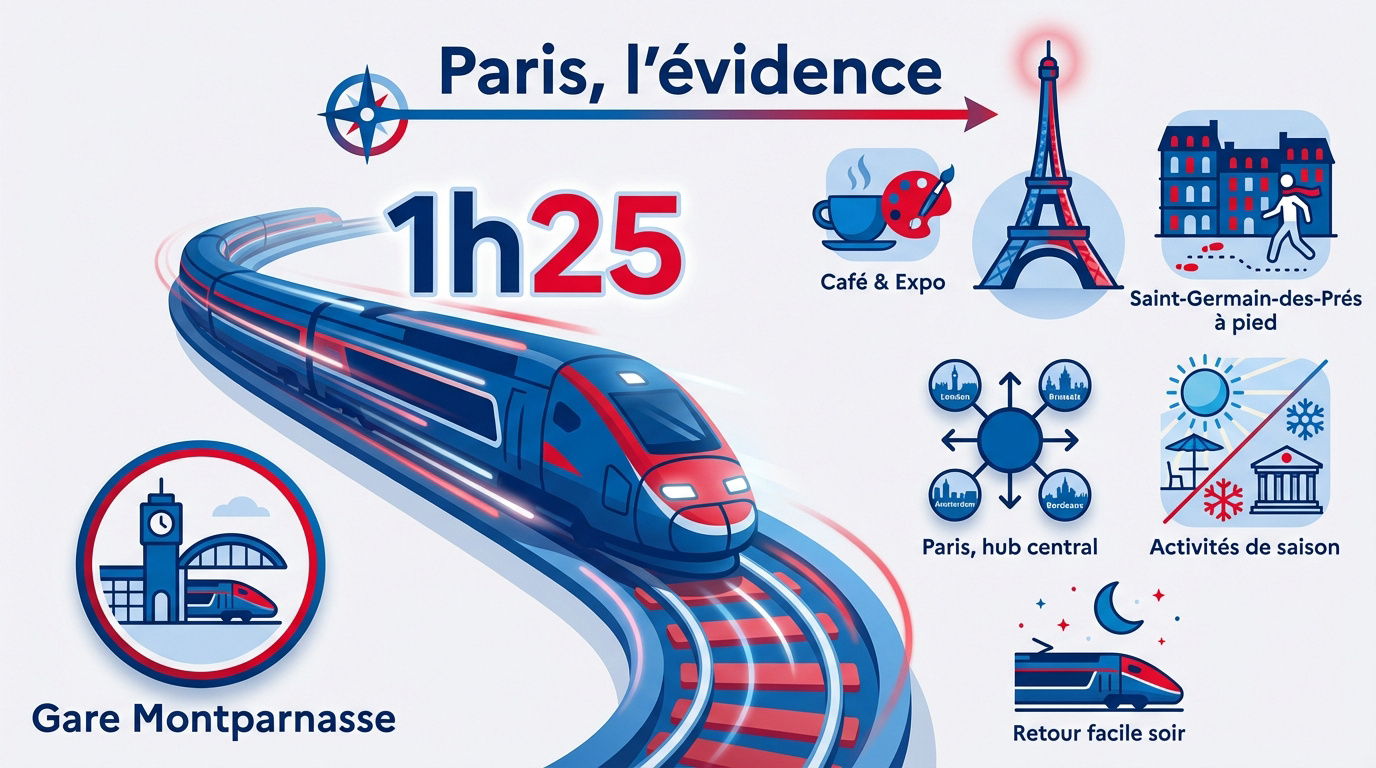 Train TGV arrivant en gare de Paris Montparnasse depuis Rennes