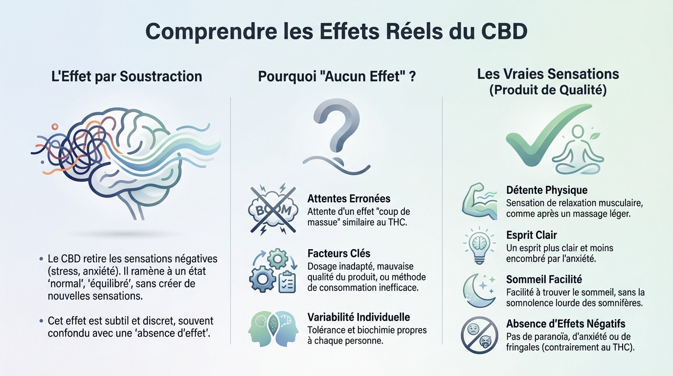 Graphique comparant les effets psychoactifs du THC et l'effet de soustraction du CBD sur le stress