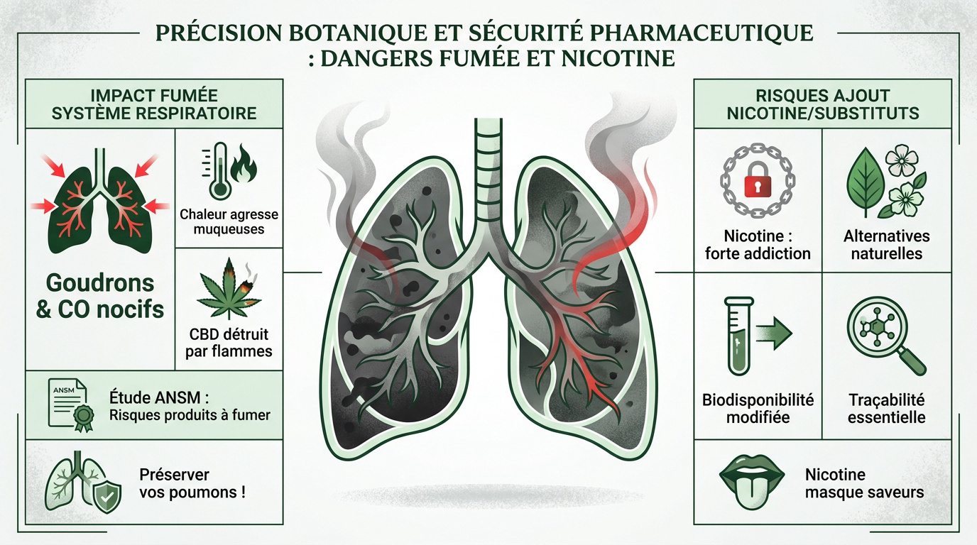 Schéma des risques liés à la combustion, à la fumée et à la nicotine