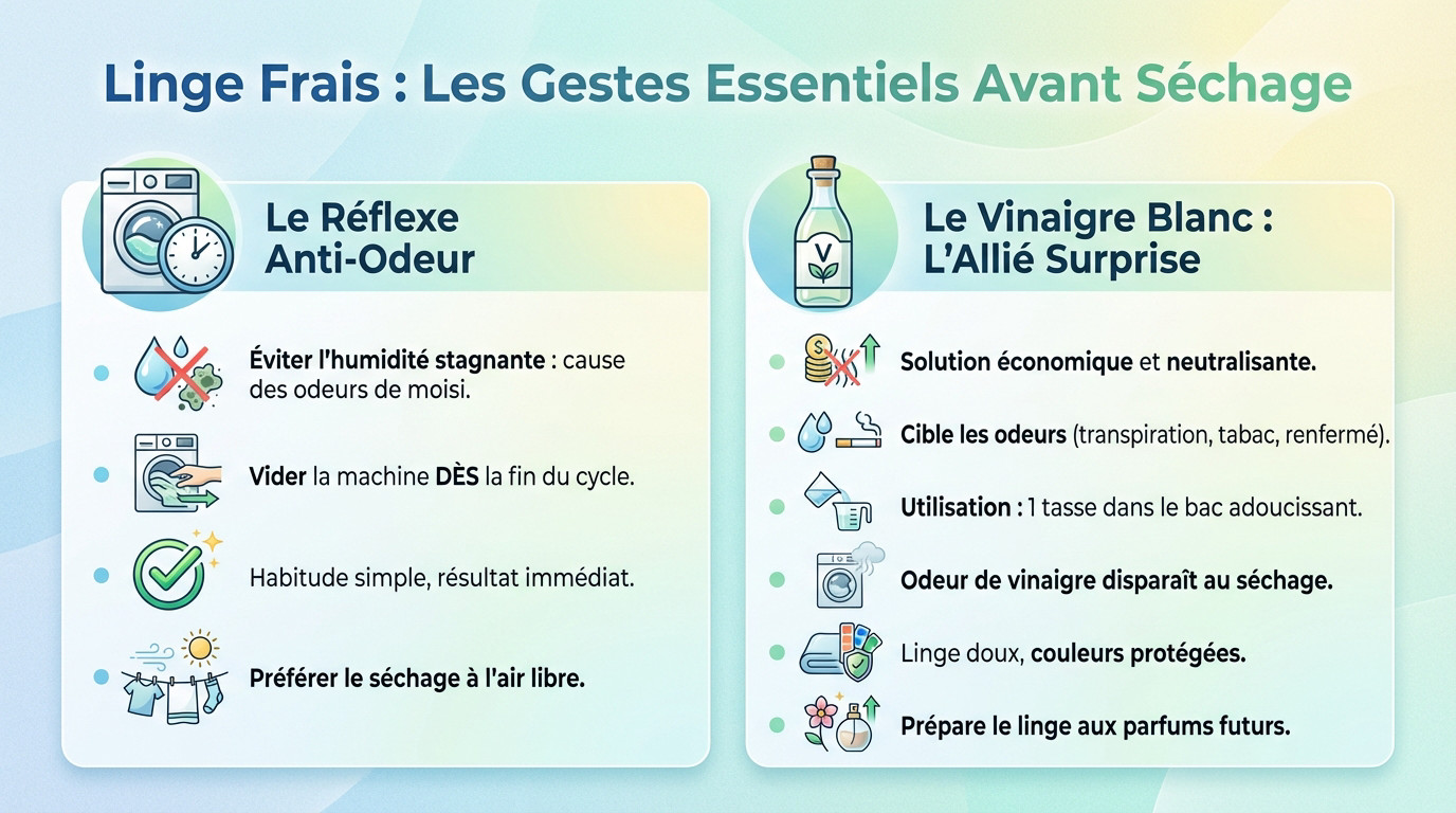 Panier de linge propre prêt à être étendu pour éviter les mauvaises odeurs d'humidité