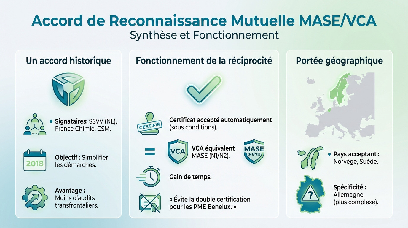 Schéma de synthèse sur le fonctionnement de l'accord de reconnaissance mutuelle entre les certifications MASE et VCA