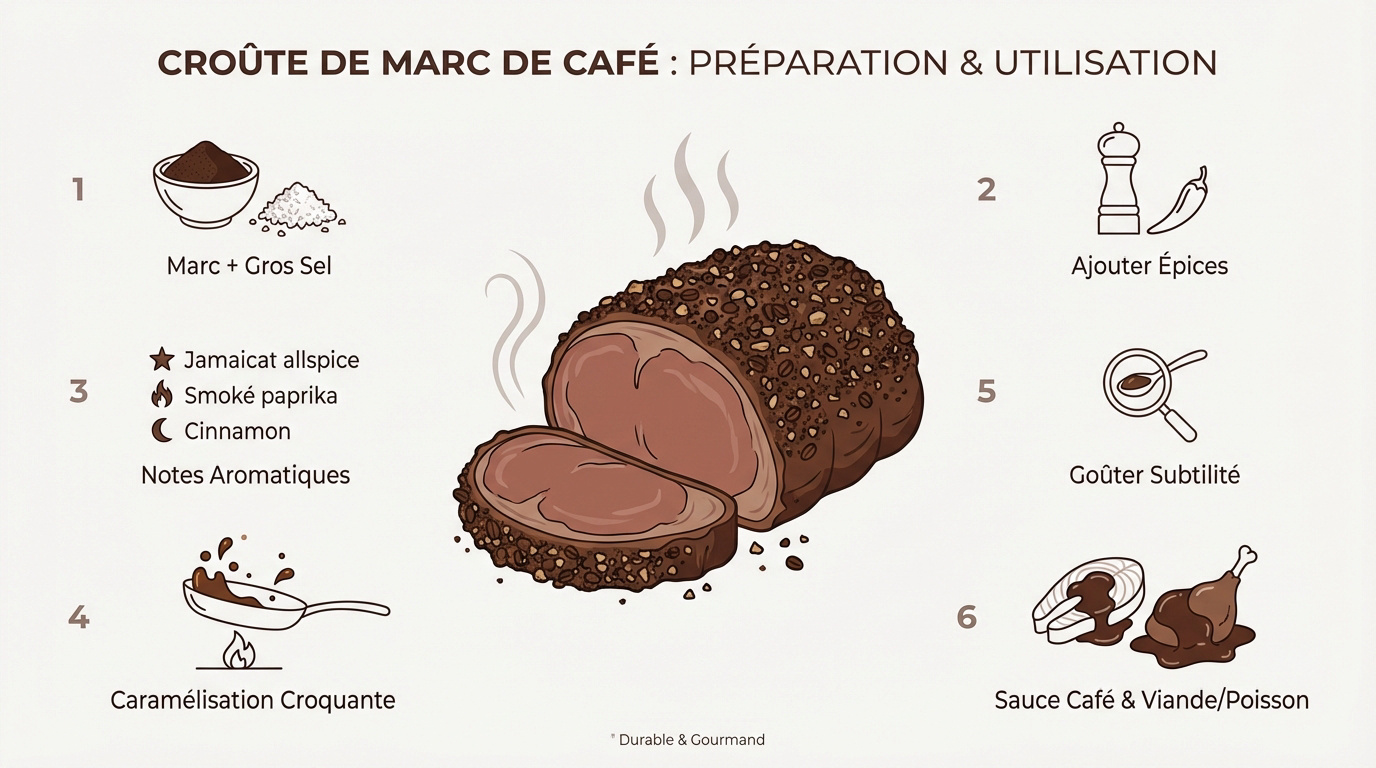 Belle pièce de viande rouge marinée et frottée avec une croûte d'épices et de marc de café