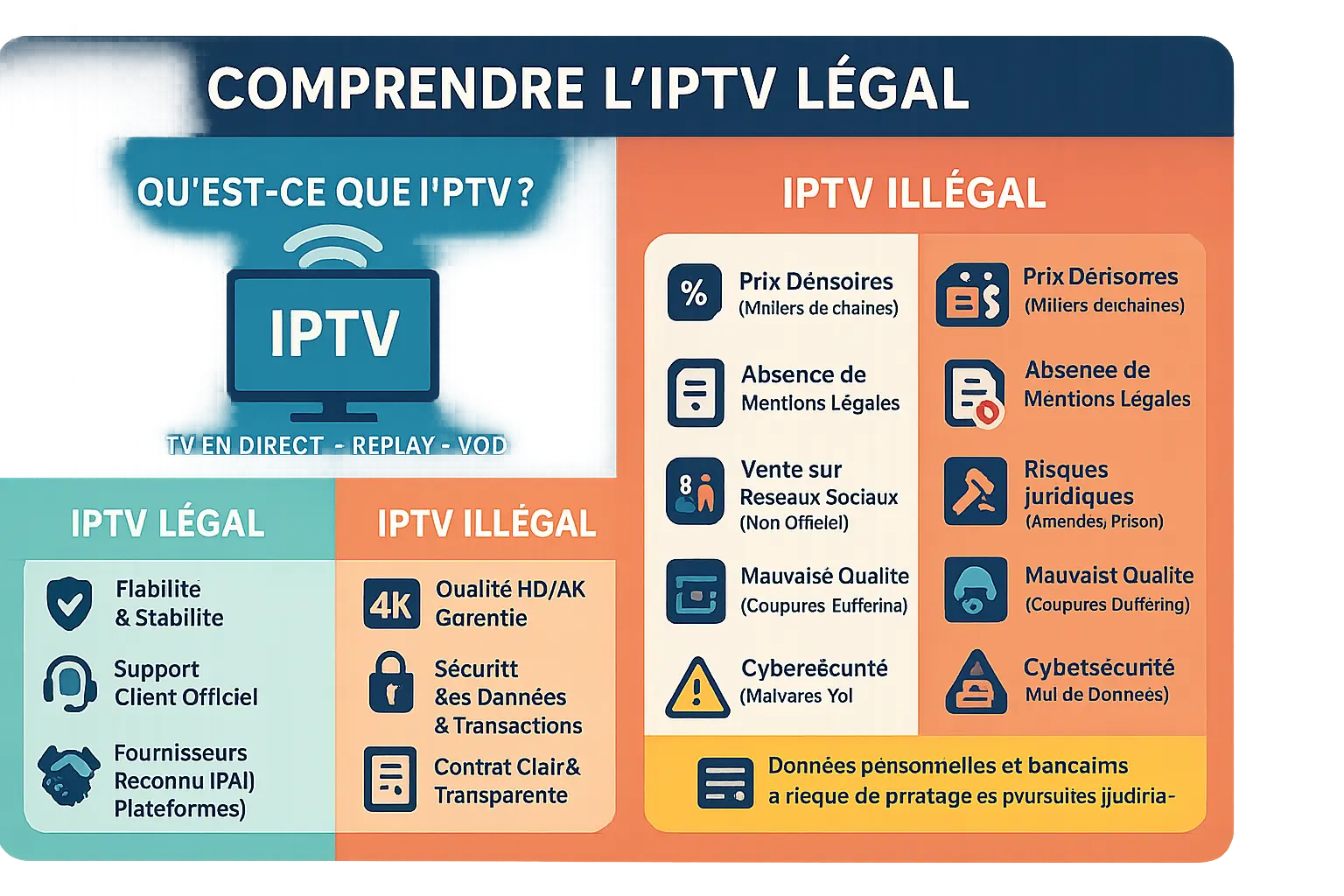 Comparaison entre service IPTV légal et illégal