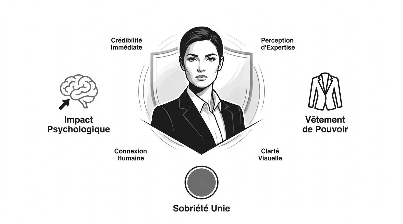Portrait professionnel mettant en avant une tenue structurée et sobre