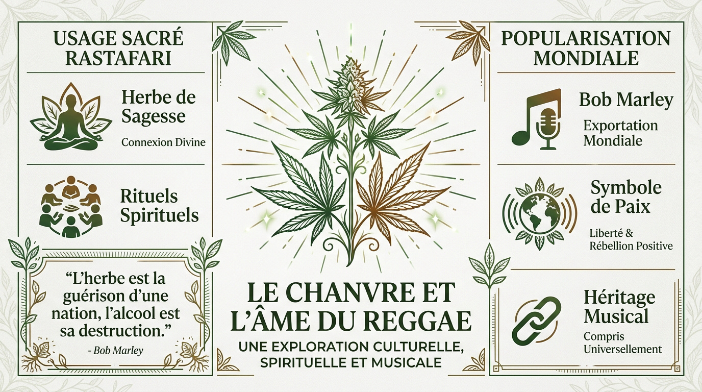 Représentation artistique de l'influence de la culture reggae et du chanvre