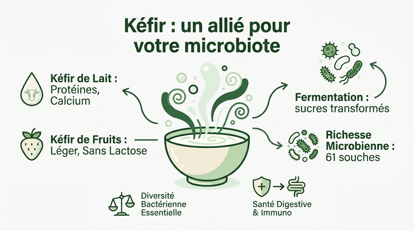 Grains de kéfir frais pour une fermentation naturelle du microbiote
