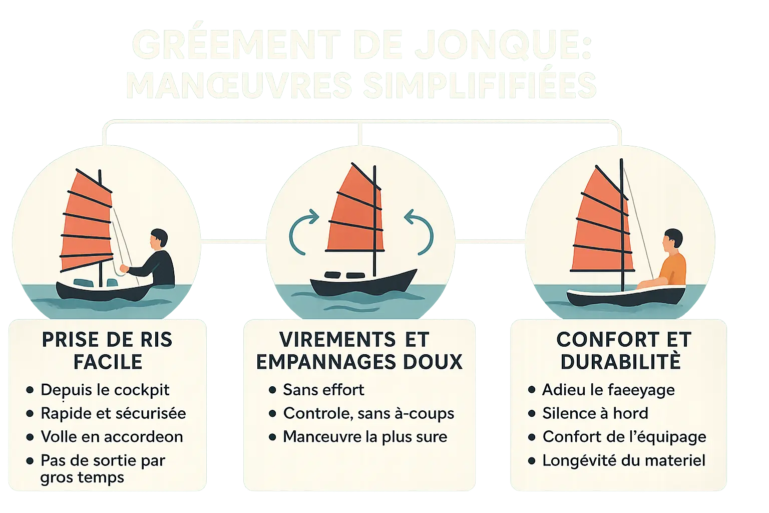 Voile entièrement lattée d'une jonque