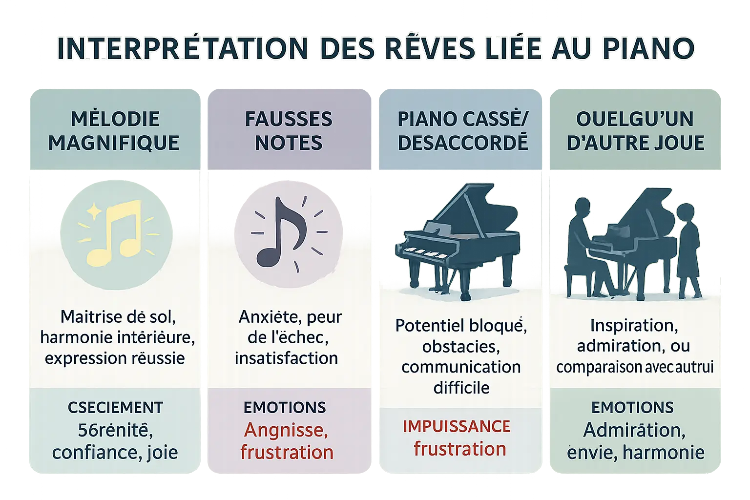 Illustration d'un <strong>piano désaccordé dans un rêve</strong>