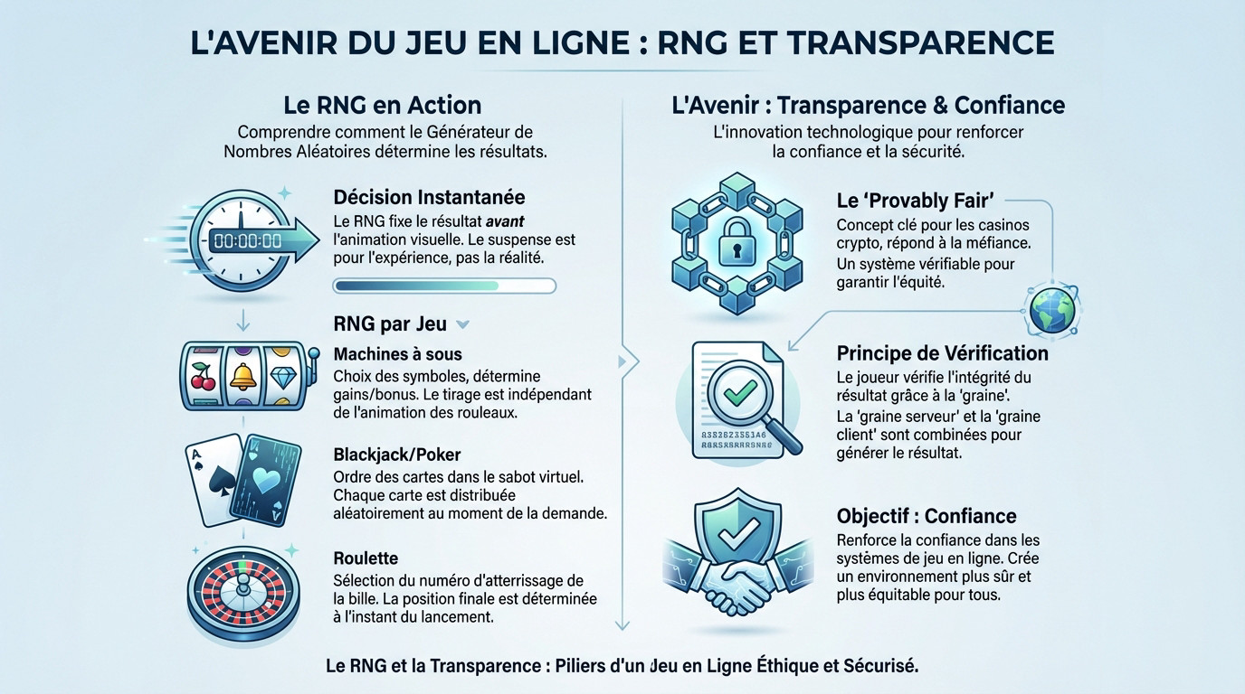 Illustration du fonctionnement d'un générateur de nombres aléatoires et de la transparence des jeux de casino en ligne