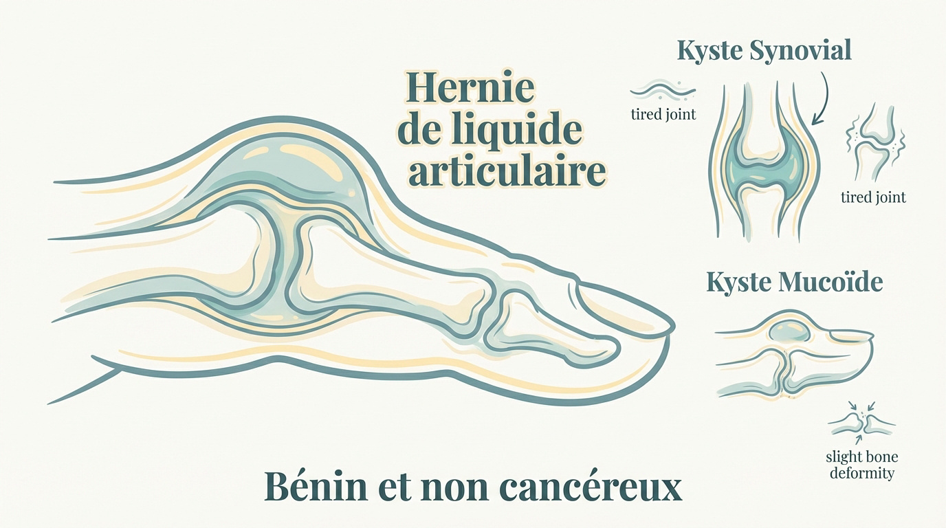 Illustration d'un kyste synovial au niveau de l'articulation du poignet
